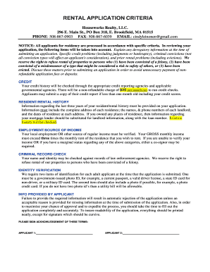 Rental Application Criteria