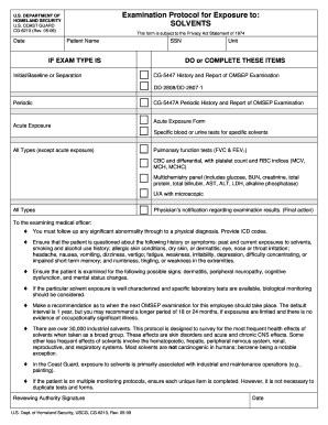 USCG Solvent Exposure Examination Protocol