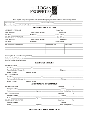 Residential Rental Application Form