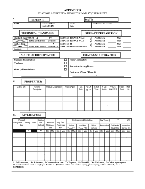 Coatings Application Product Summary Sheet