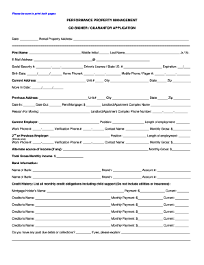 Co-Signer / Guarantor Application