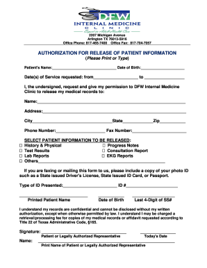 Authorization for Release of Patient Information