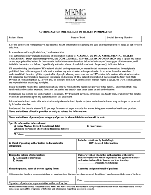 Authorization for Release of Health Information