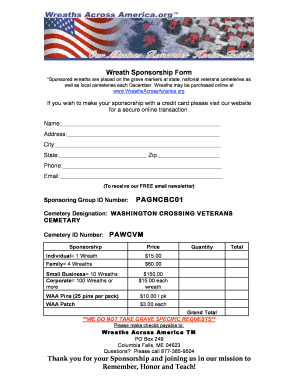 Wreath Sponsorship Form