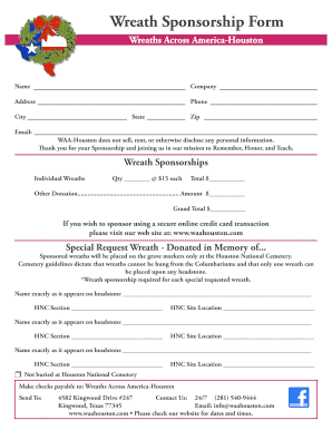 Wreath Sponsorship Form