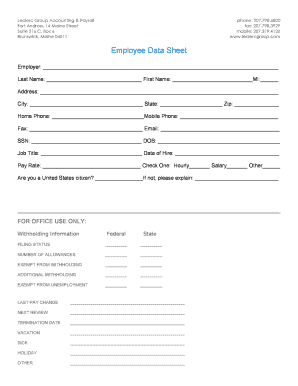 Employee Data Sheet