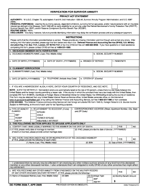 US Military Survivor Annuity Verification Form