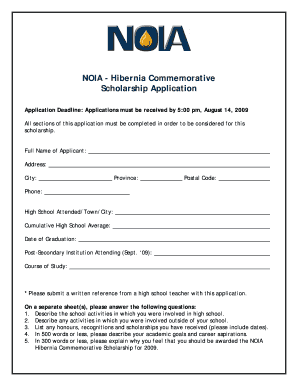 Application Deadline Applications must be received by 500 pm, August 14, 2009