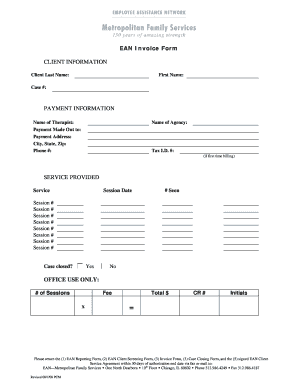 EAN Invoice Form - Metropolitan Family Services