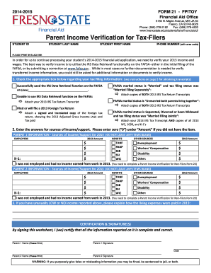 Parent Income Verification for Tax-Filers
