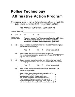 Affirmative Action Program Questionnaire