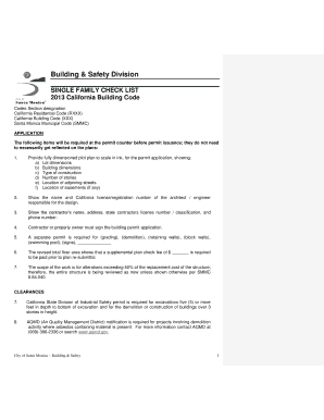 Single Family Checklist for Building Permit