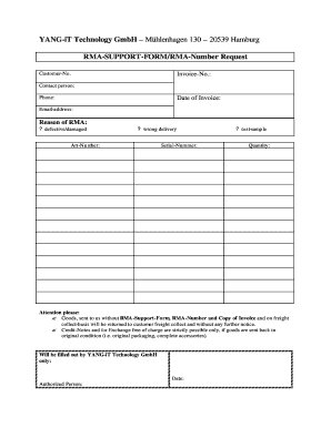 RMA Support Form