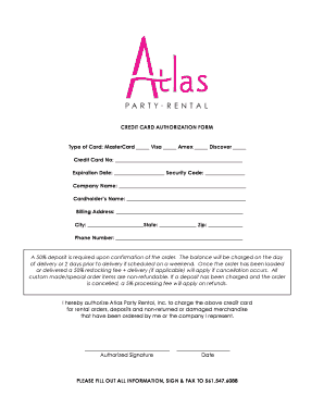Credit Card Authorization Form