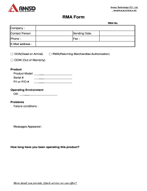 Annso Technology RMA Form