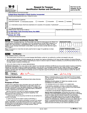 Form W-9 Request for Taxpayer Identification Number and Certification