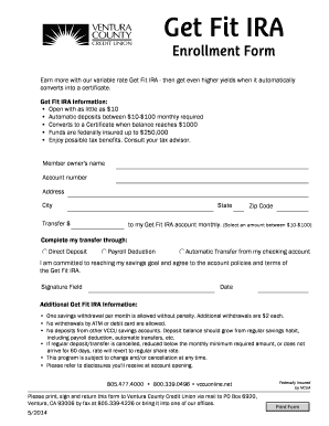 Get Fit IRA Enrollment Form