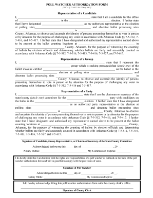 Poll Watcher Authorization Form