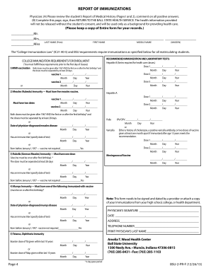 Ball State University Immunization Form