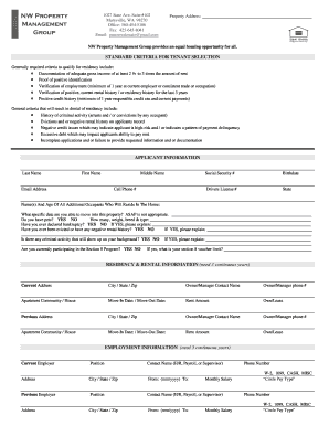 Tenant Application Form