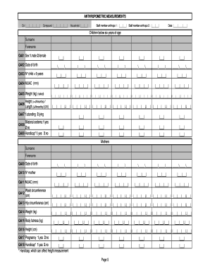 Anthropometric Measurements Form