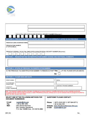 Change of Tax Identification Number Form