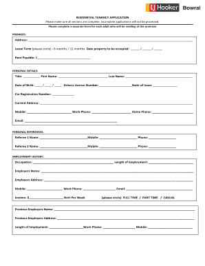 Residential Tenancy Application