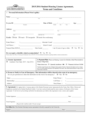 Student Housing License Agreement