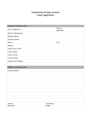 Community Savings Account Grant Application