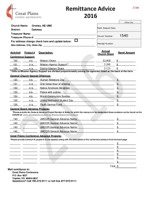 Remittance Advice Form 1540