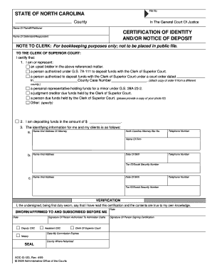 North Carolina Certification of Identity