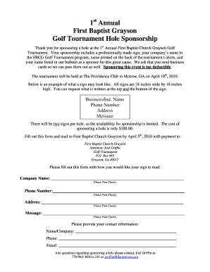 Thank you letter to sponsors - Golf Tournament Hole Sponsorship Form.doc - fbcgrayson