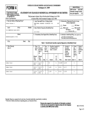 Form 4 Statement of Changes in Beneficial Ownership