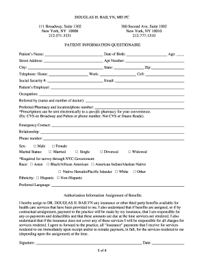 Patient Information Questionnaire