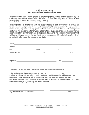 Standard Talent Consent and Release