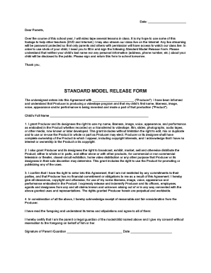 Standard Model Release Form for Video Recording
