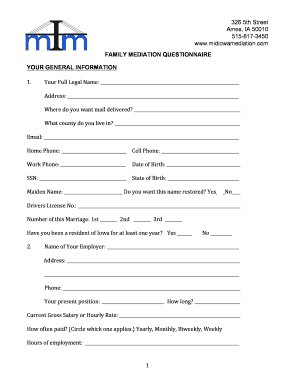 Family Mediation Questionnaire