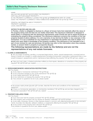 Florida Seller’s Real Property Disclosure Statement