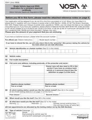 UK Single Vehicle Approval Application