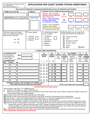 US Coast Guard Tuition Assistance Application