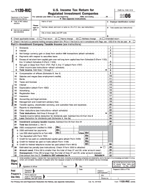 US Federal Form 1120-RIC 2006