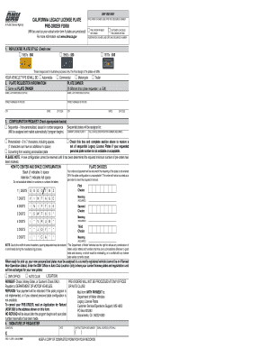 California Legacy License Plate Pre-Order Form