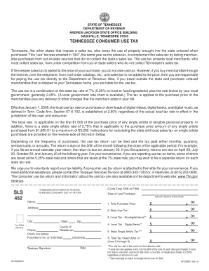 Tennessee Consumer Use Tax Return