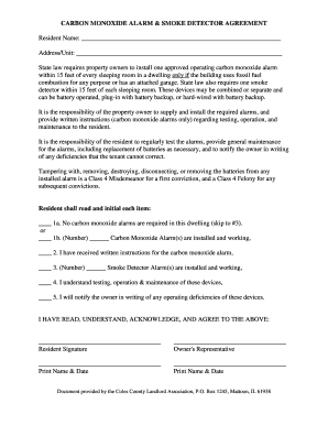 Carbon Monoxide Alarm & Smoke Detector Agreement