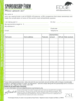 Sponsorship Form for EDGE of Existence