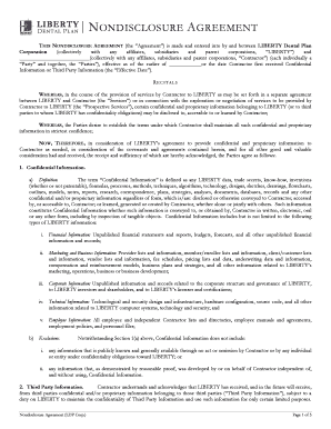 Liberty Dental Plan Non-Disclosure Agreement