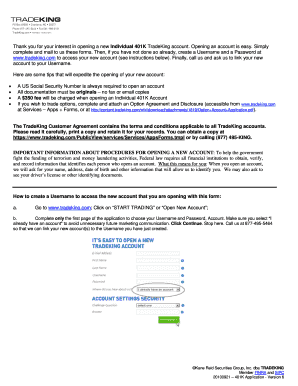 TradeKing Individual 401K Account Application