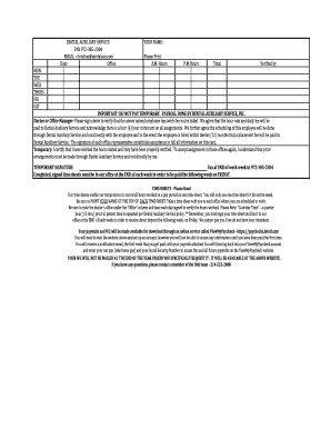Dental Auxiliary Service Time Sheet