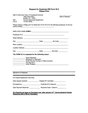Request for Duplicate IRS Form W-2