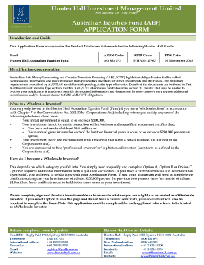 Hunter Hall Australian Equities Fund Application Form